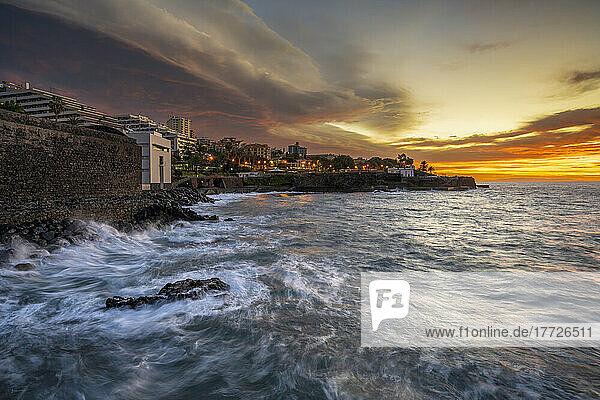 Coastal view with dramatic sky  Funchal  Madeira  Portugal  Atlantic  Europe