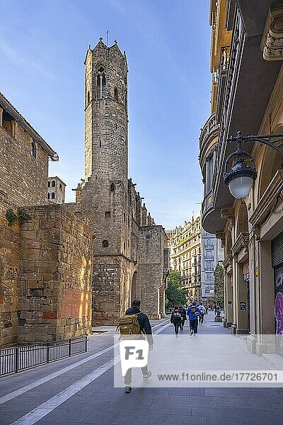Medieval tower of the Chapel of Sant'Agata  Barcelona  Catalonia  Spain  Europe