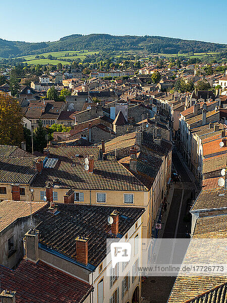 Looking down on the town of Cluny from the Cheese Tower  Cluny  Saone-et-Loire  Burgundy  France  Europe