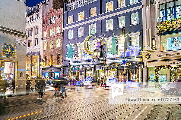 Tiffany Store Christmas illuminations in Mayfair  London  England  United Kingdom  Europe