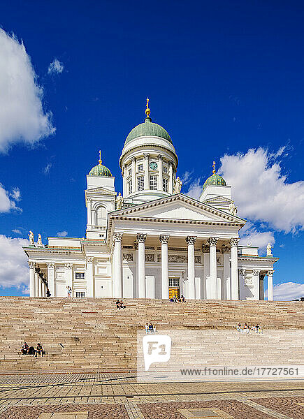 Lutheran Cathedral at Senate Square  Helsinki  Uusimaa County  Finland  Europe