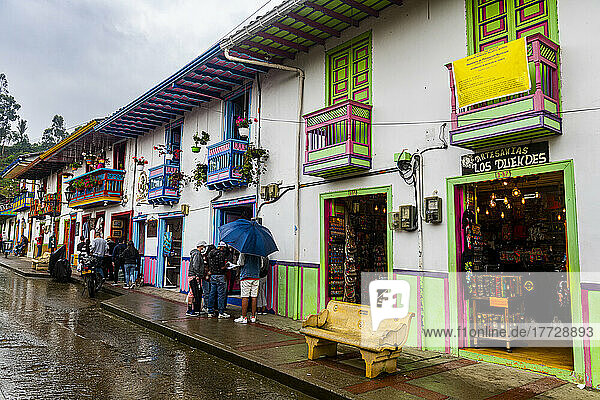 Colourful houses  Salento  UNESCO World Heritage Site  Coffee Cultural Landscape  Colombia  South America
