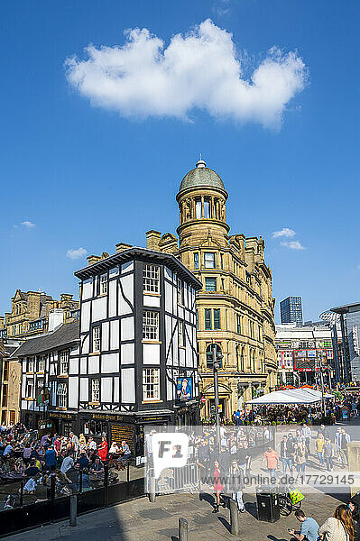 View of Sinclairs Oyster Bar and Exchange Square  Manchester  England  United Kingdom  Europe
