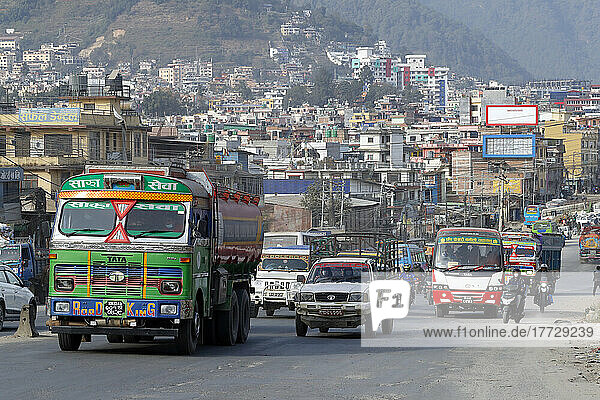 Tata bus in the street  Kathmandu  Nepal  Asia