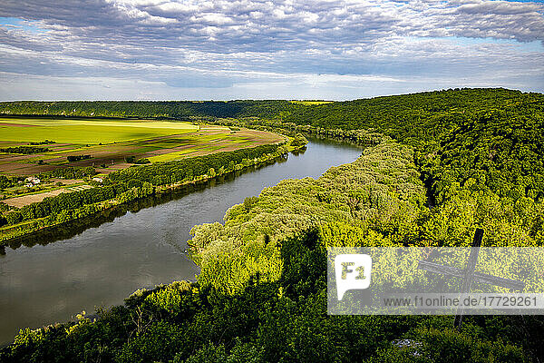 View of the Dniestr River and Ukraine from Soroca  Moldova  Europe