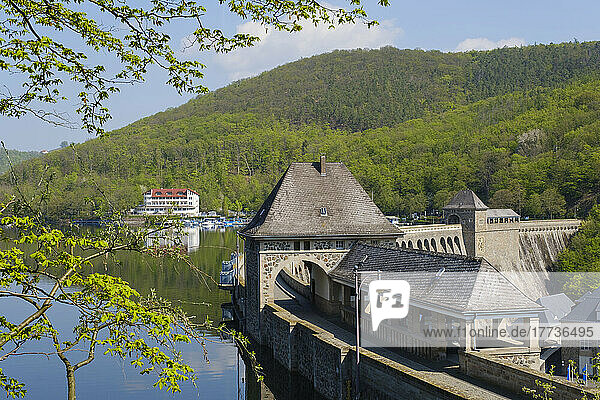 Edersee Dam by green mountain Edertal Hesse Germany