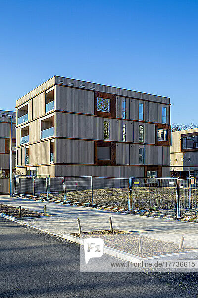 Germany  Bavaria  Munich  Energy efficient timber apartments in Prinz-Eugen-Park complex