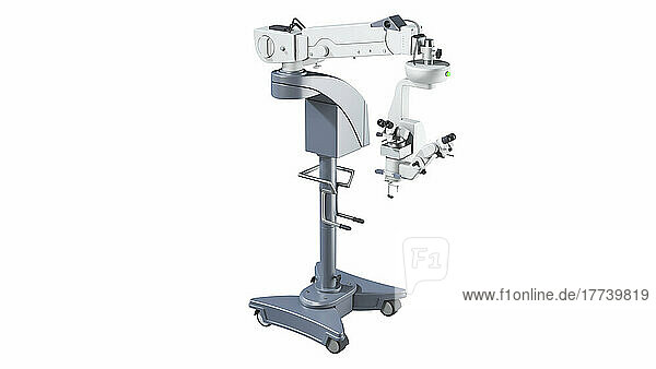 Illustration eines Operationsmikroskops  welches in der Minimalinvasiven Chirurgie und Mikrochirurgie zum Einsatz kommt.