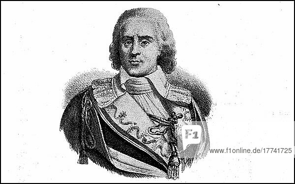 Paul-François-Jean-Nicolas  Vicomte de Barras  30. Juni 1755  29. Januar 1829  war ein französischer Politiker und Mitglied des Direktoriums  Historisch  digital restaurierte Reproduktion einer Vorlage aus dem 18. Jahrhundert