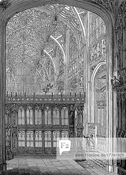 Die Kapelle von Heinrich VII. in der Westminster Abbey in London  um 1870  England  digital restaurierte Reproduktion einer Originalvorlage aus dem 19. Jahrhundert  genaues Originaldatum nicht bekannt