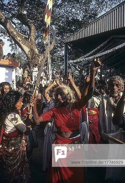 Velichappadu Oracles in Bharani festival in Kodungallur  Kerala  India  Asia