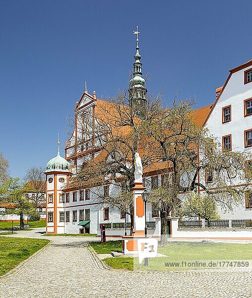 Klosterhof mit Abtei und Klosterkirche  Kloster St. Marienstern  Panschwitz-Kuckau  Lausitz  Sachsen  Deutschland  Europa