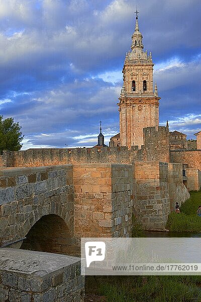 Glockenturm der Kathedrale und Stadtmauer  Burgo de Osma-Ciudad de Osma  Provinz Soria  Kastilien-León  Spanien  Europa