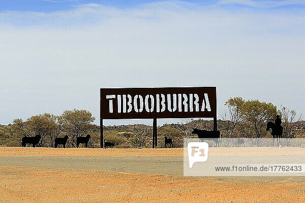Tibooburra Schild  Ortseingangsschild Willkommen Schild  Tibooburra  New South Wales  Australien  Ozeanien