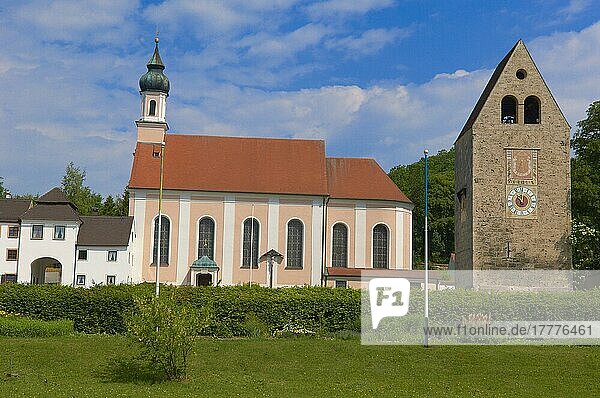 Kloster Wessobrunn (Wessobrunn Monastery)  Benedictine monastery near Weilheim  Pfaffenwinkel  Upper Bavaria  Bavaria  Germany  Europe