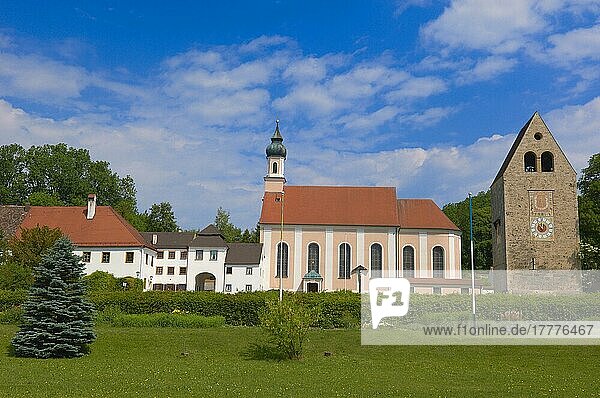 Kloster Wessobrunn (Wessobrunn Monastery)  Benedictine monastery near Weilheim  Pfaffenwinkel  Upper Bavaria  Bavaria  Germany  Europe