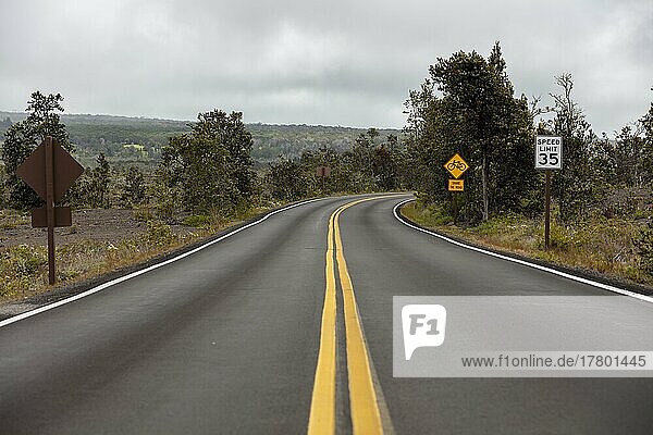Crater Rim Drive  tourist road in Hawai'i Volcanoes National Park  Big Island  Hawaii  USA  North America