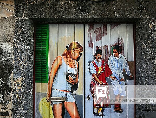 Funchal  colourful painted doors in the old town  The art of open doors in the street of Santa Maria  Madeira