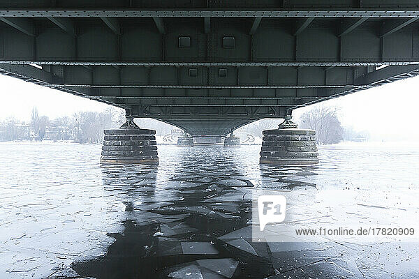 Germany  Brandenburg  Potsdam  Ice floating under Glienicke Bridge