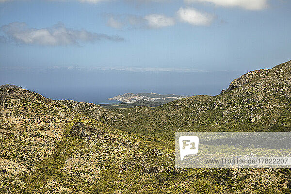 Spain  Balearic Islands  Cala Mesquida  Hills of Mallorca island