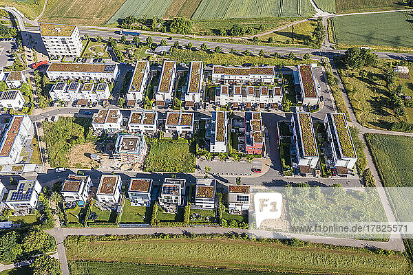 Energy-saving residential district in Ludwigsburg city on sunny day