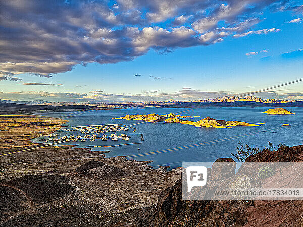 Lake Mead at sunset  Nevada  United States of America  North America