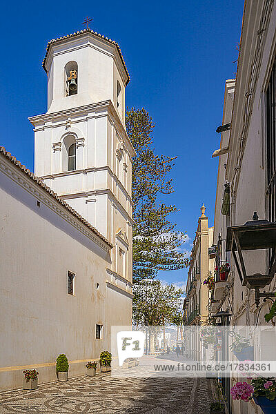 View of Iglesia de El Salvador Church in the old town of Nerja  Nerja  Costa del Sol  Malaga Province  Andalusia  Spain  Mediterranean  Europe