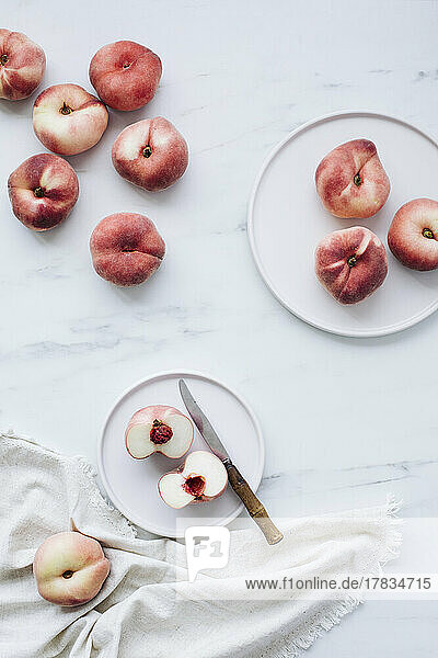 White peaches  whole and halved