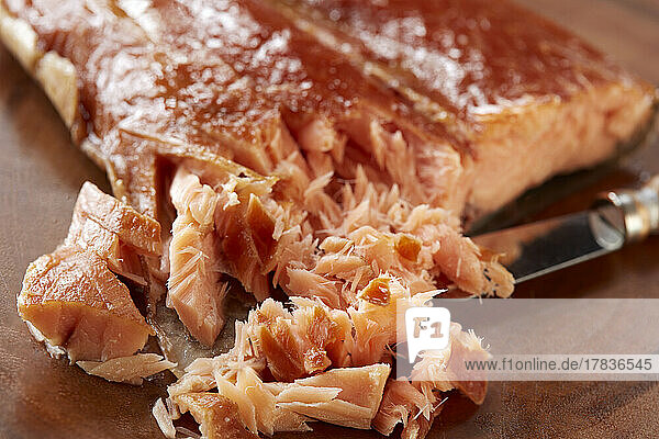 Smoked pulled salmon