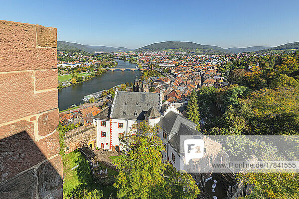 Blick von der Mildenburg über die Altstadt von Miltenberg  Unterfranken  Bayern  Deutschland  Europa
