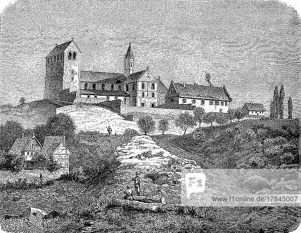 Kloster  Monastery Petersberg near Halle an der Saale  Deutschland  digital restaurierte Reproduktion einer Originalvorlage aus dem 19. Jahrhundert  genaues Originaldatum nicht bekannt  Europa