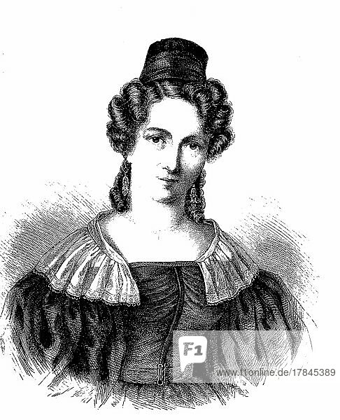 Charlotte Stieglitz  geboren in Willhöft  18. Juni 1806  29. Dezember 1834 war eine deutsche Schriftstellerin. digital restaurierte Reproduktion einer Originalvorlage aus dem 19. Jahrhundert  genaues Originaldatum nicht bekannt