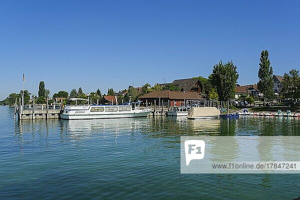 Jetty at the harbour  Allensbach  Lake Constance  Baden-Württemberg  Germany  Europe