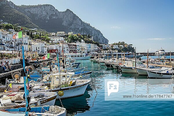 Fischerhafen Marina Grande mit Fischerbooten  Capri  Golf von Neapel  Kampanien  Süditalien  Italien  Europa