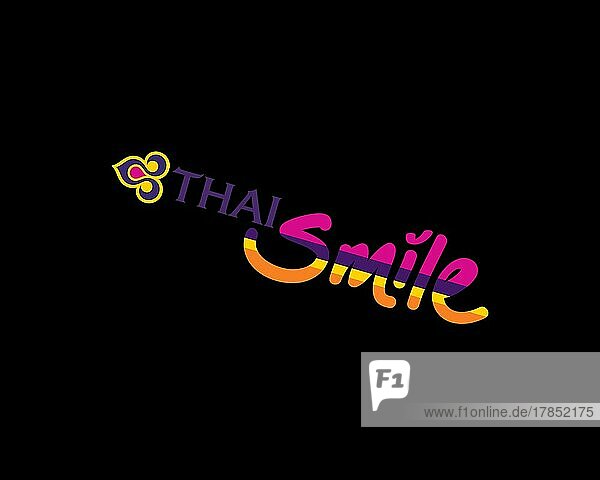 Thai Smile  gedrehtes Logo  Schwarzer Hintergrund B
