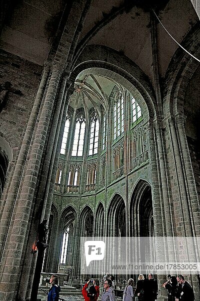 Mont Saint-Michel monastery hill  in the monastery church  Lower Normandy  France  Europe