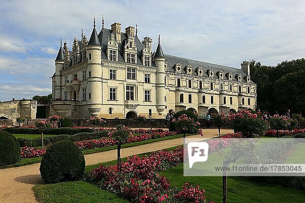 Schloss Chenonceau  Wasserschloss im Ort Chenonceaux im Département Indre-et-Loire der Region Centre-Val de Loire  Frankreich  Europa