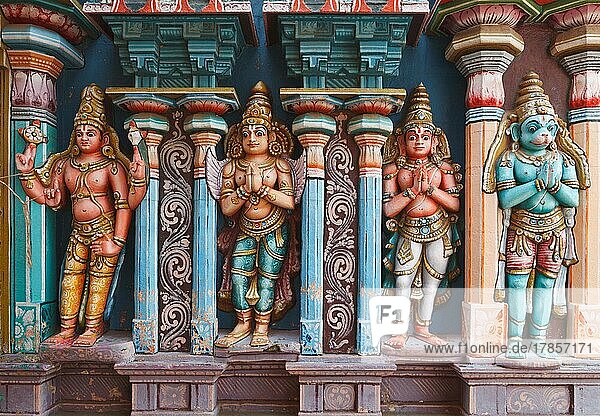 Hanuman statues in Hindu Temple. Sri Ranganathaswamy Temple. Tiruchirappalli (Trichy)  Tamil Nadu  India  Asia
