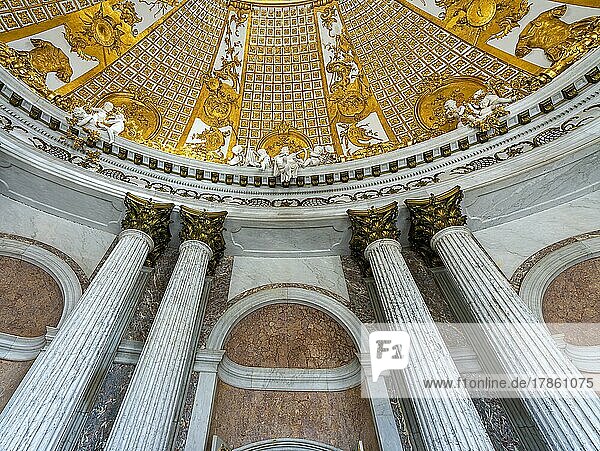 Ceiling vault in the Marble Hall  Sanssouci Palace  Potsdam  Brandenburg  Germany  Europe