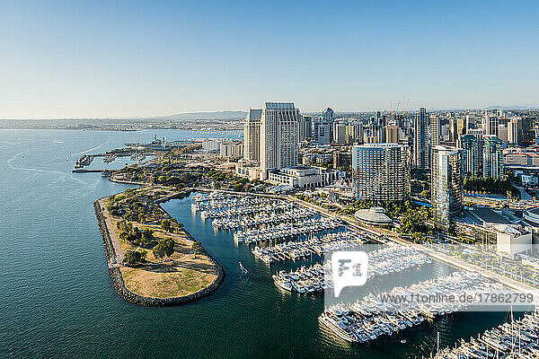 Aerial San Diego Embarcadero Marina Park