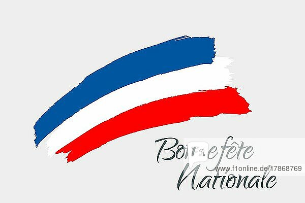 Nationale Frankreich Tag Vektor-Vorlage. Kreative Typografie für Grußkarten  Urlaubsgrüße und Einladungen mit traditionellem Gruß und Flagge. Vektor-Illustration