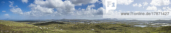 UK  Scotland  Panoramic view of clouds over hills of Outer Hebrides