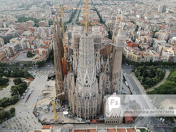 Spanien  Katalonien  Barcelona  ??Luftaufnahme der Basilika Sagrada Familia