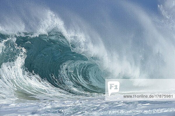 Large splashing breaking wave of Pacific Ocean