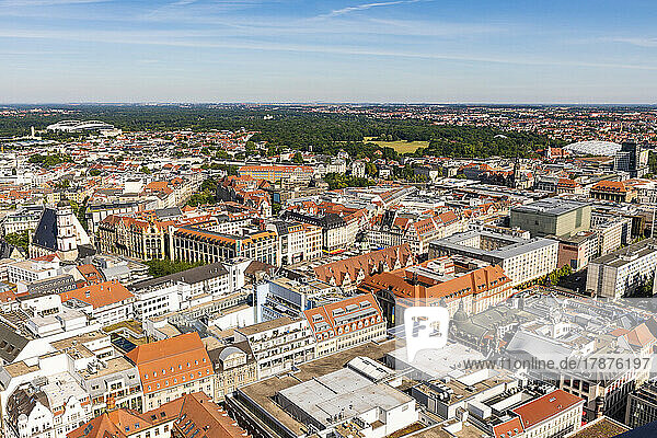 Germany  Saxony  Leipzig  Aerial view of city center