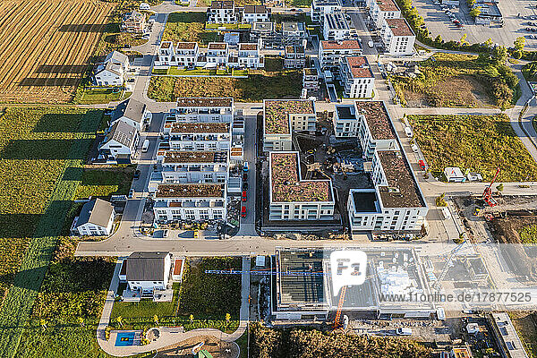 Germany  Baden-Wurttemberg  Holzgerlingen  Aerial view of construction site in modern suburb