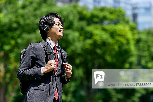 Japanese businessman portrait downtown Tokyo