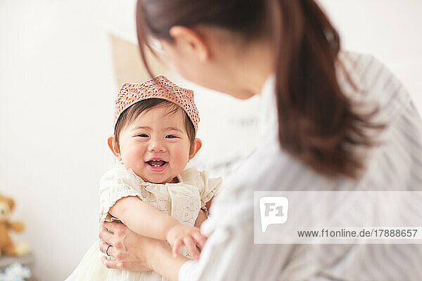 Japanese newborn with mother