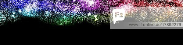 Silvester Feuerwerk Sylvester Neujahr Hintergrund Textfreiraum Copyspace bunt großes Banner Neues Jahr Neuen Neu Hintergründe