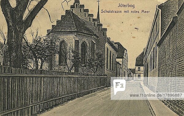 Schulstraße and Rotes Meer in Jüterbog  now district of Teltow-Fläming  Brandenburg  Germany  view from c. 1910  digital reproduction of a public domain postcard  Europe